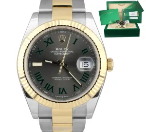 JULY 2019 MINT Rolex Datejust 41 41MM Slate Green Roman 126333 Two-Tone Watch