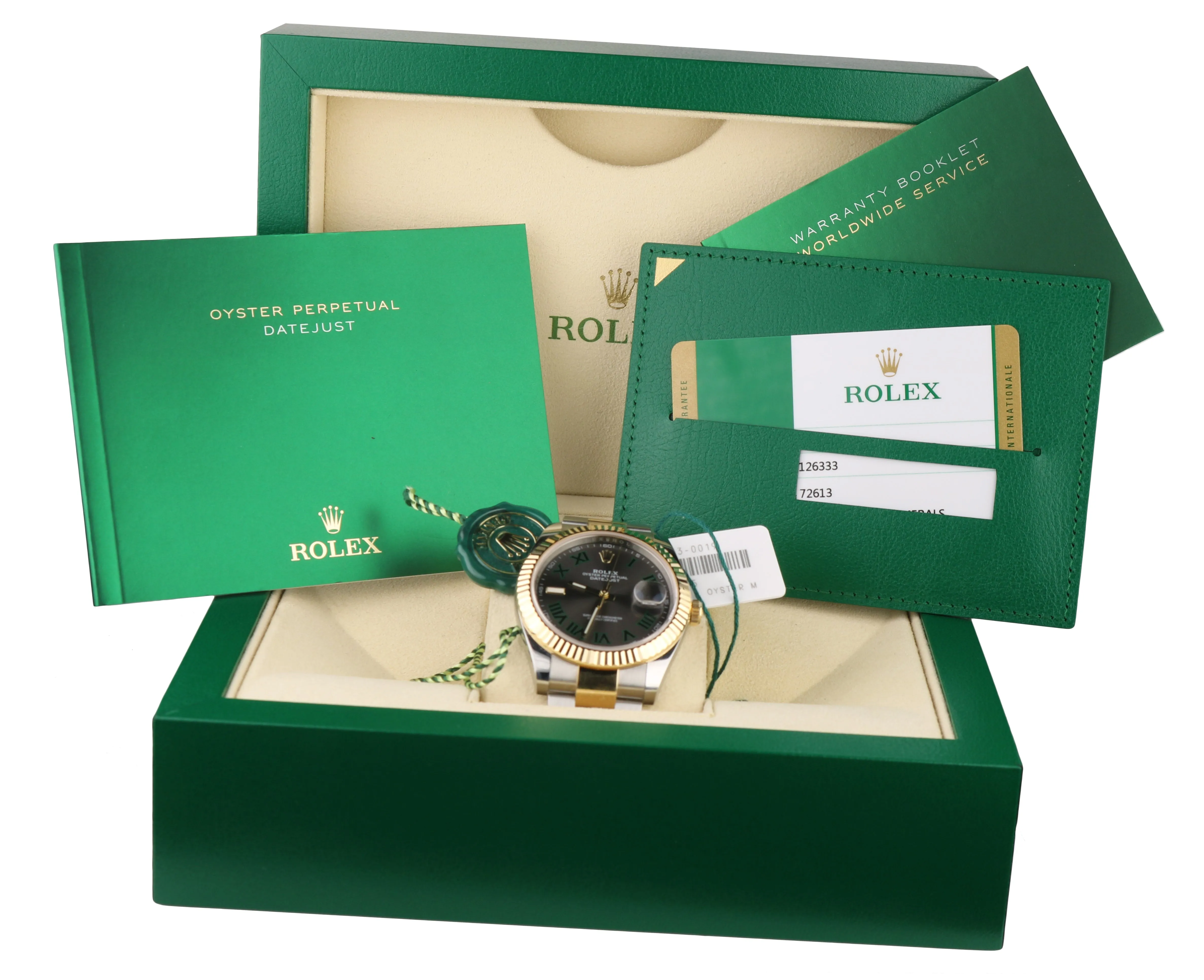 JULY 2019 MINT Rolex Datejust 41 41MM Slate Green Roman 126333 Two-Tone Watch