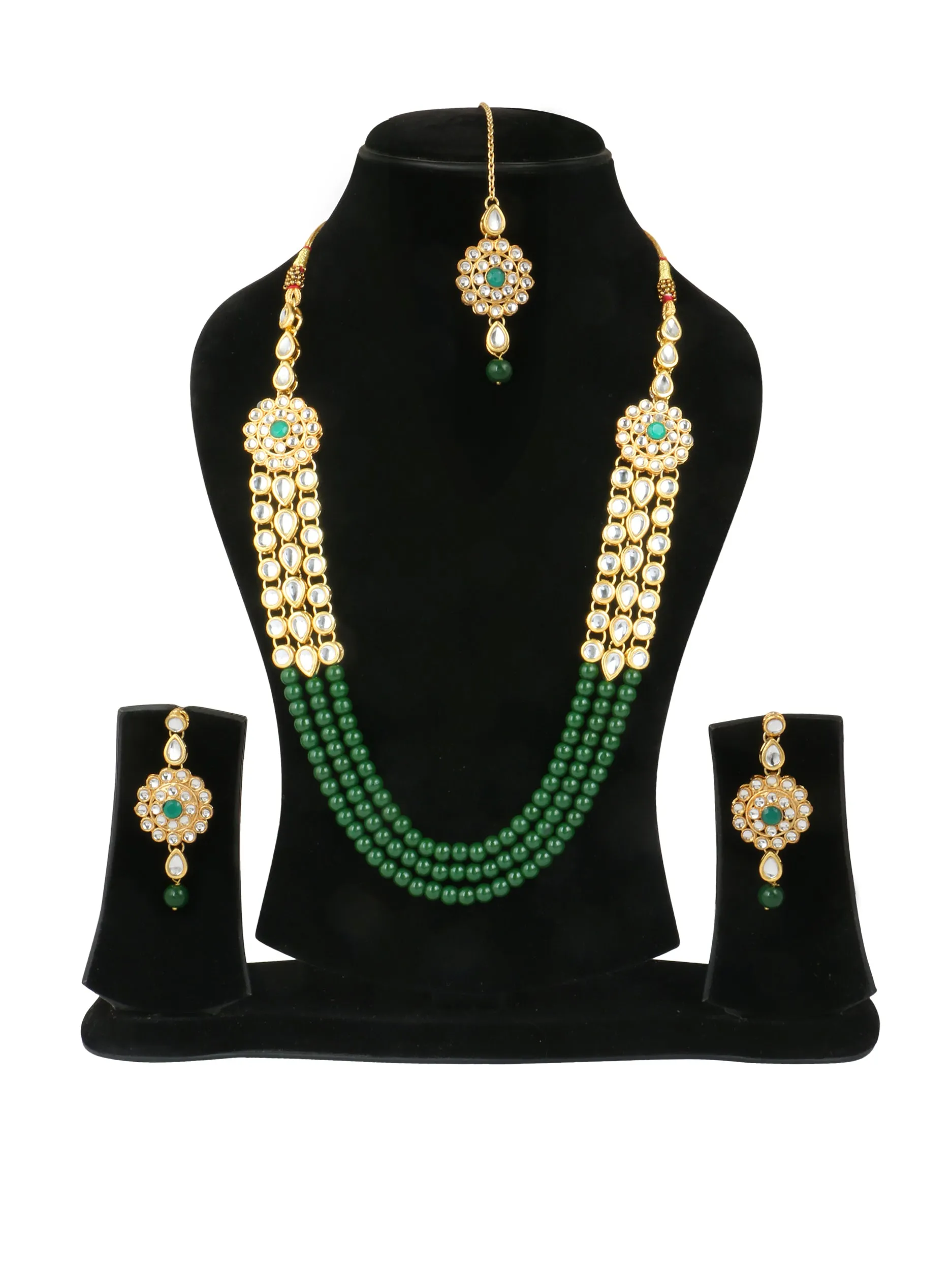 Karatcart 22K GoldPlated Kundan Rani Haar Necklace Set