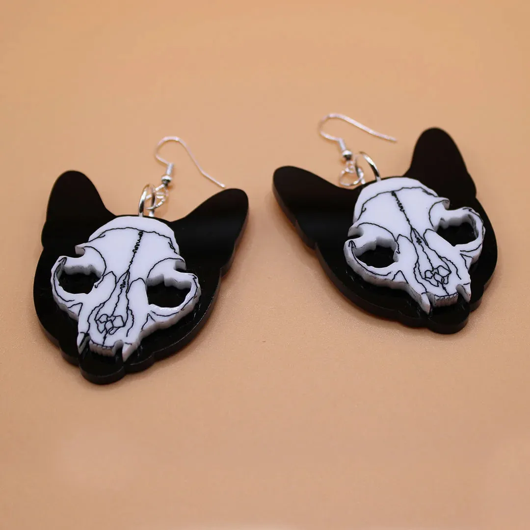 Kitty Cat Skull Earrings