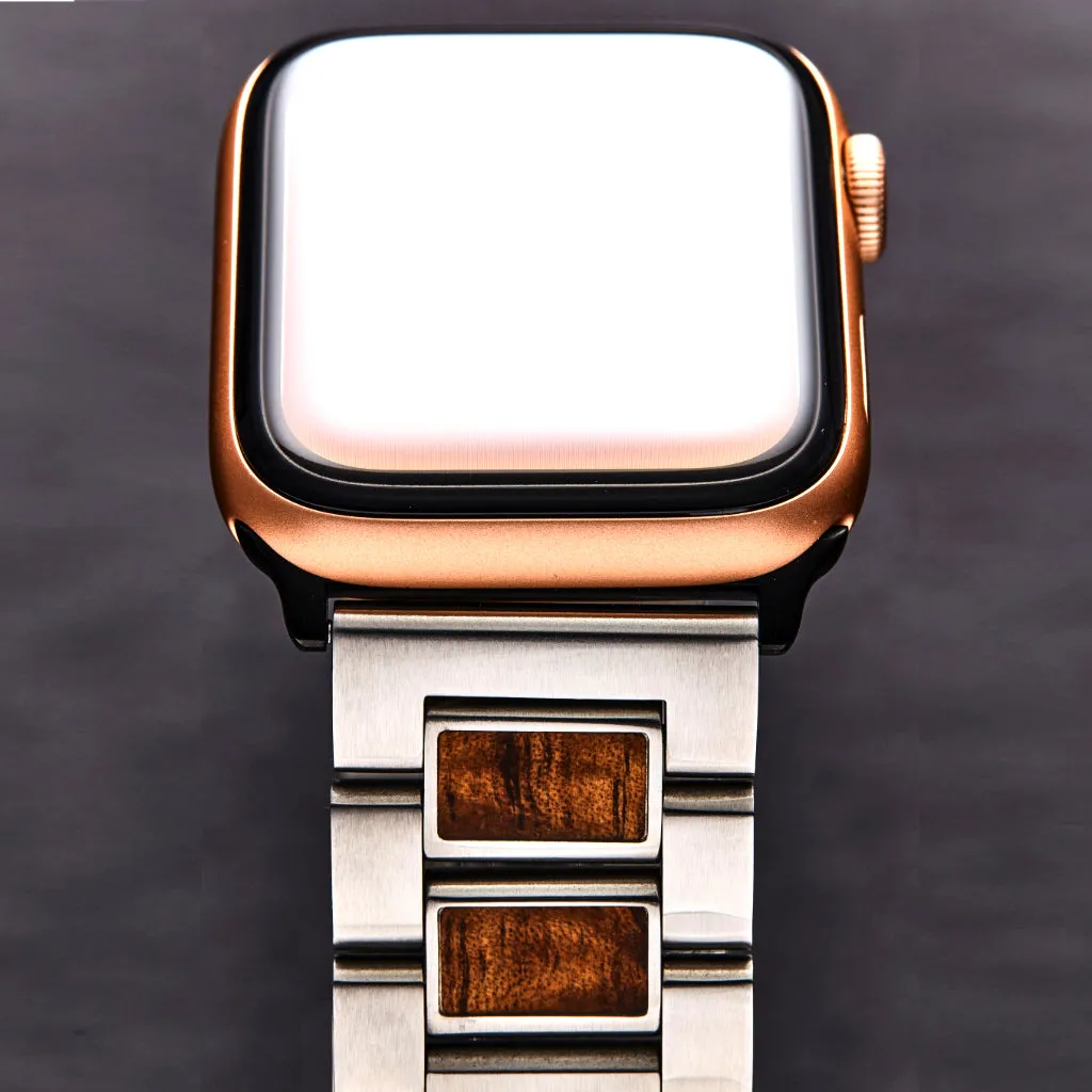Koa Wood and Stainless iWatch Band (24mm Width)