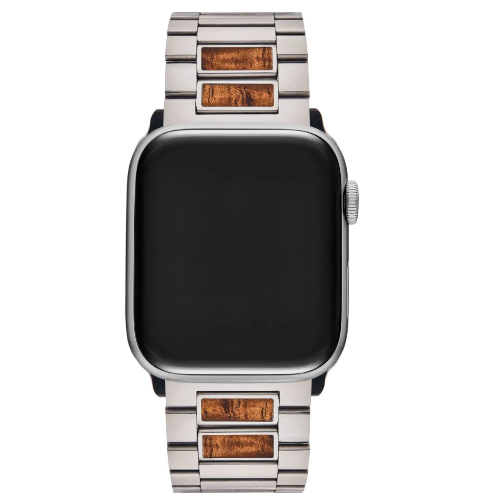 Koa Wood and Stainless iWatch Band (24mm Width)