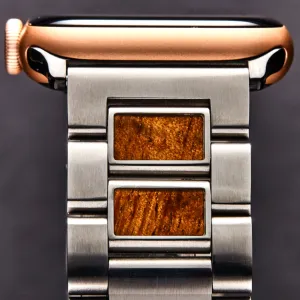 Koa Wood and Stainless iWatch Band (24mm Width)