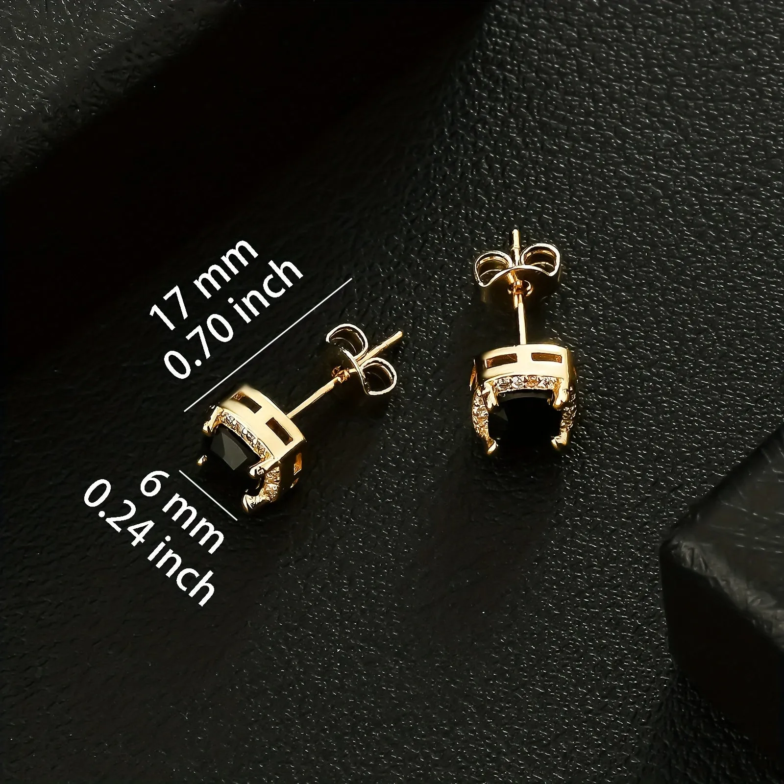 KRKC&CO Men's 6mm Zircon Earrings - Wedding Gift - Couple Earrings