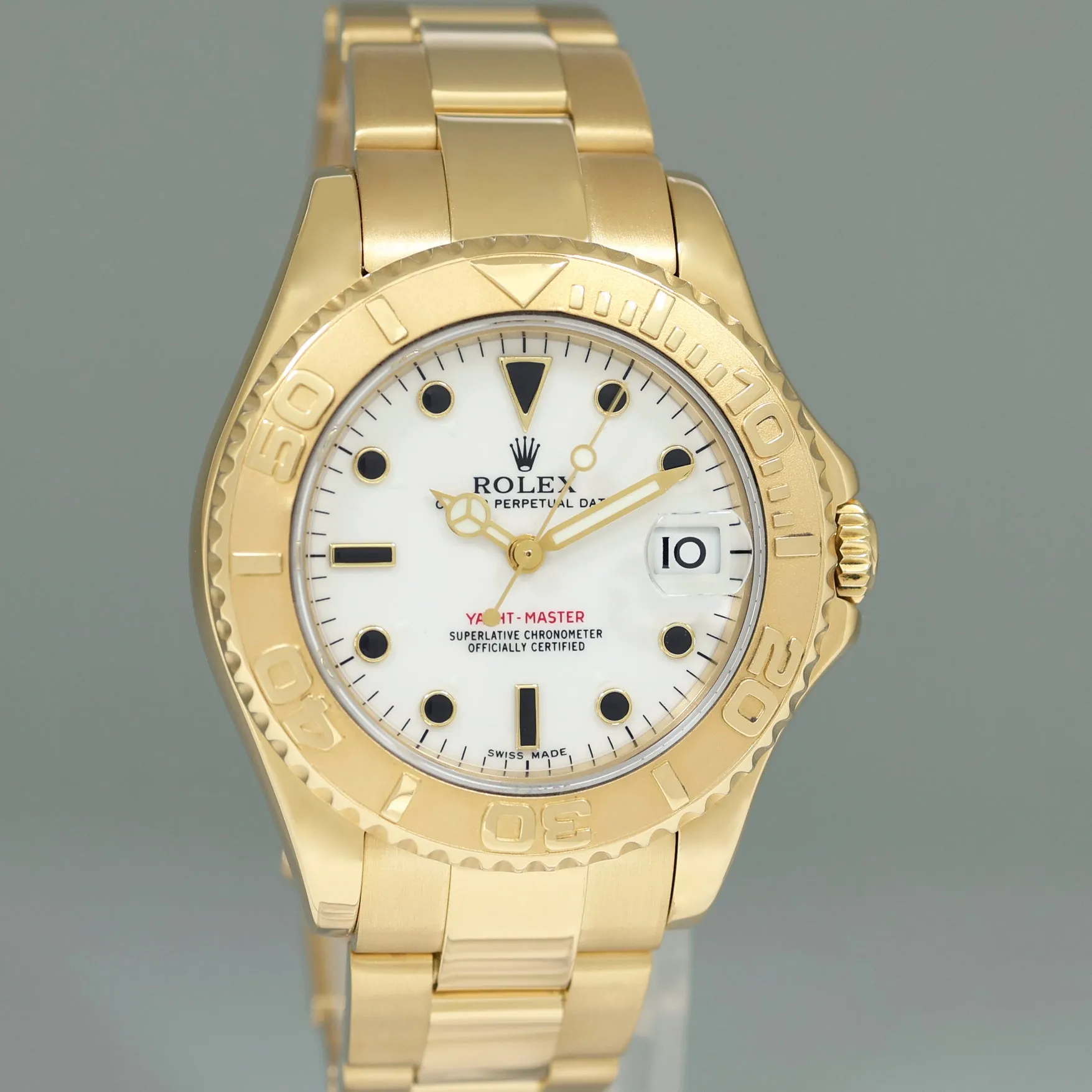 Ladies Rolex Yacht-Master 168628 35mm Yellow Gold White Sapphire Midsize Watch Box