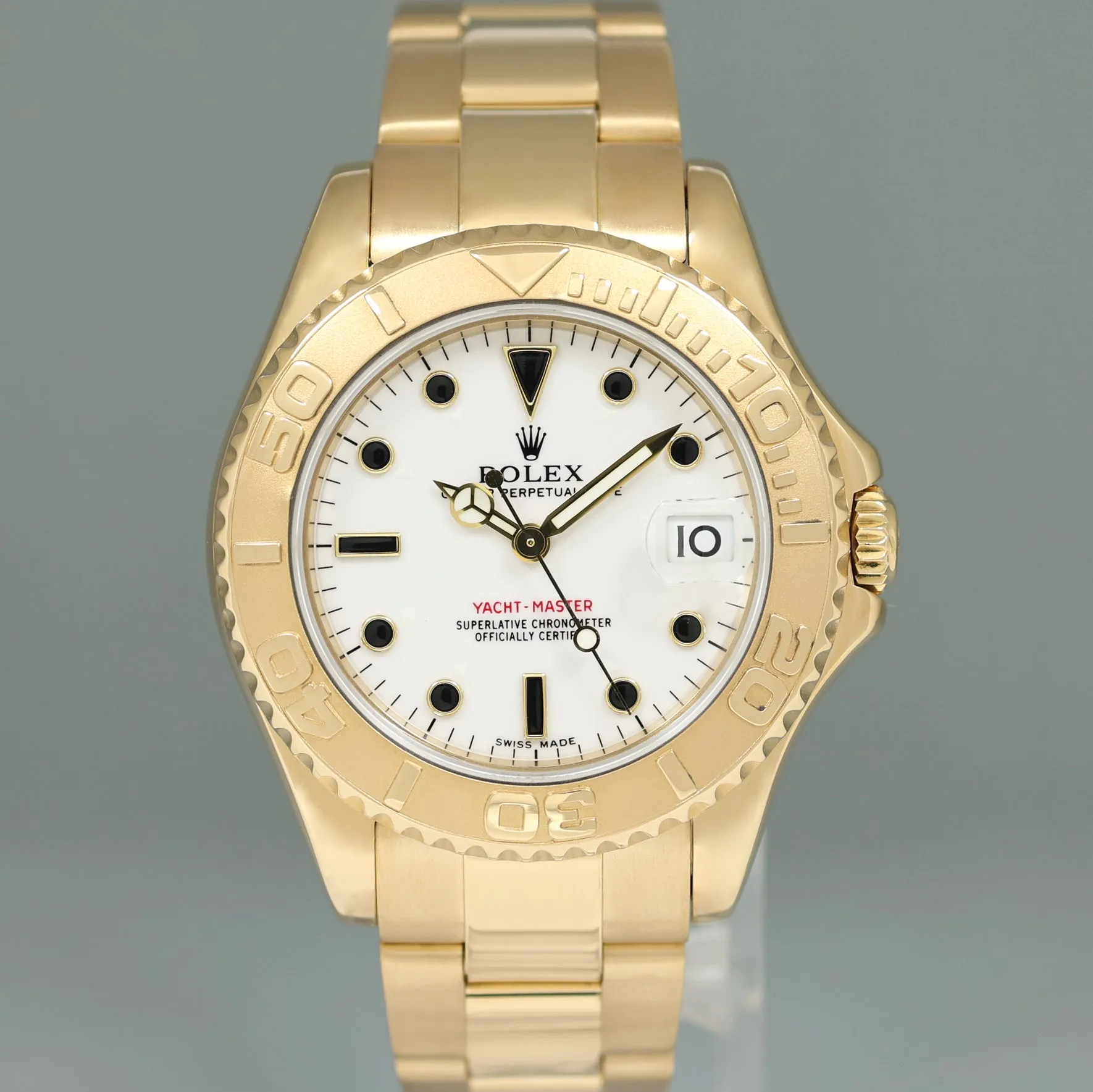 Ladies Rolex Yacht-Master 168628 35mm Yellow Gold White Sapphire Midsize Watch Box