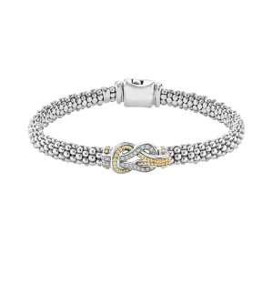LAGOS Newport 6mm Two Tone Knot Diamond Caviar Bracelet