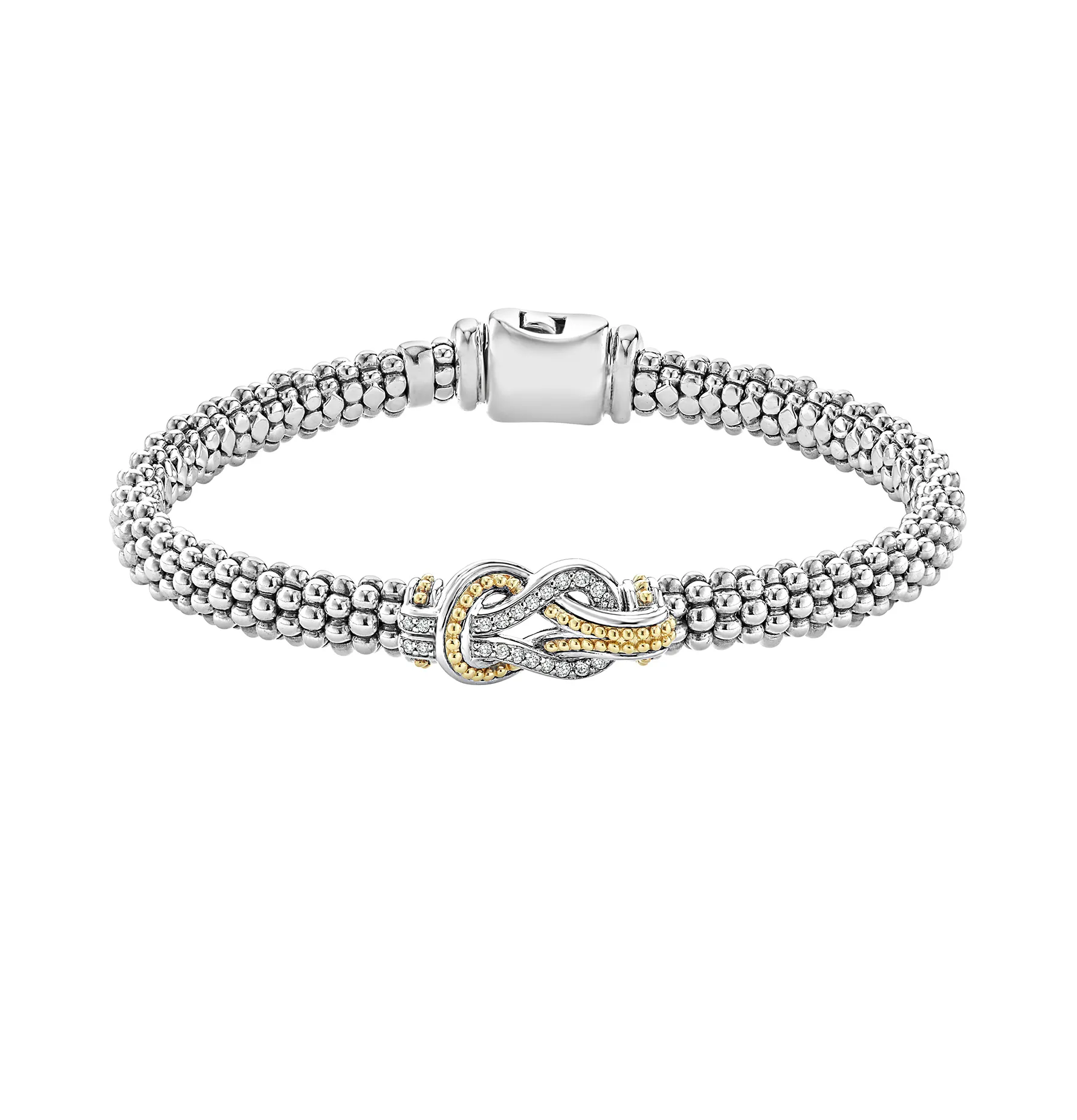LAGOS Newport 6mm Two Tone Knot Diamond Caviar Bracelet