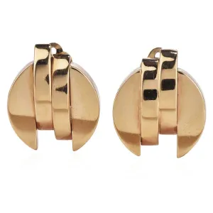 Large Vintage 14K Yellow Gold Midcentury Clip Earrings
