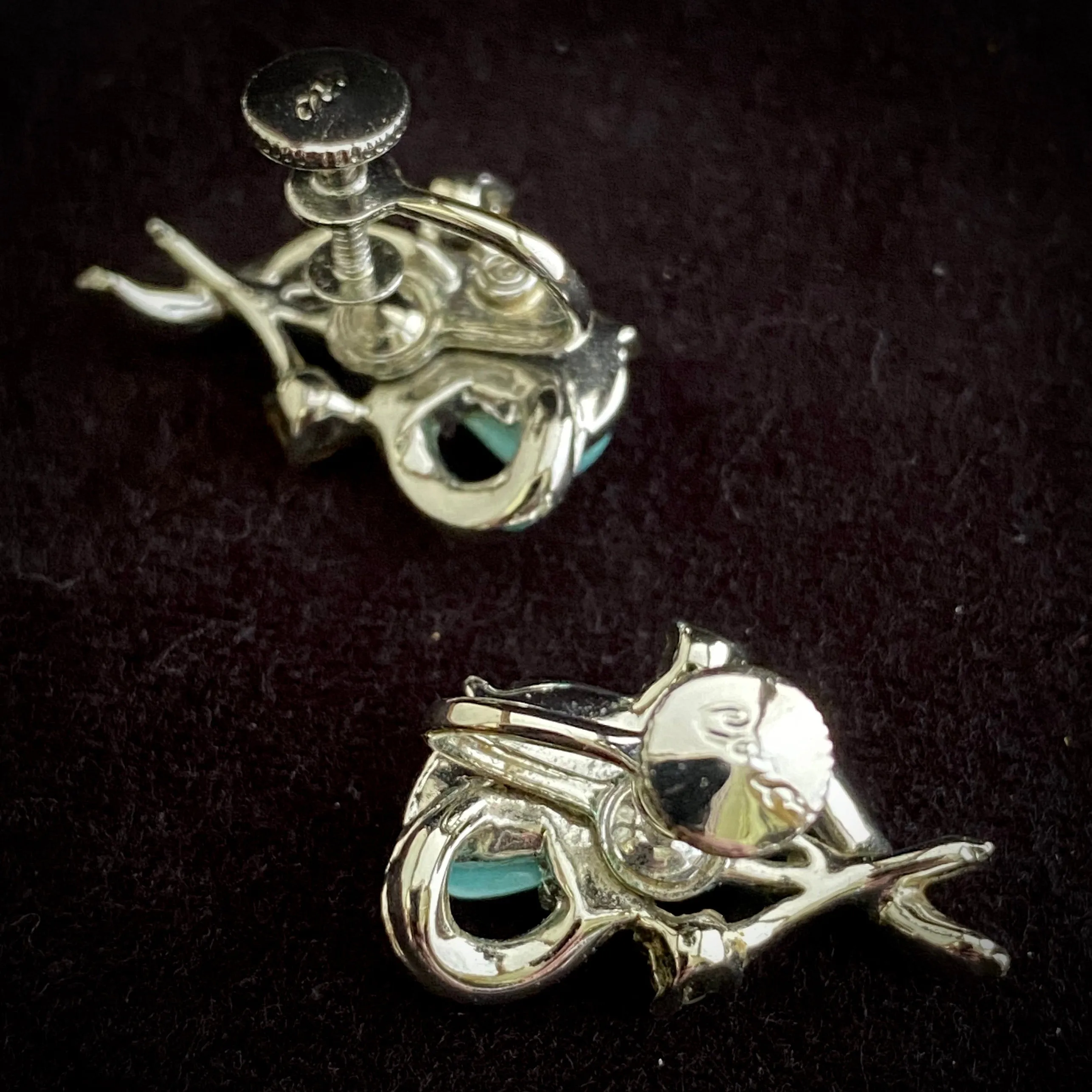 Late 50s/ Early 60s Coro Aqua and Pearl Earrings