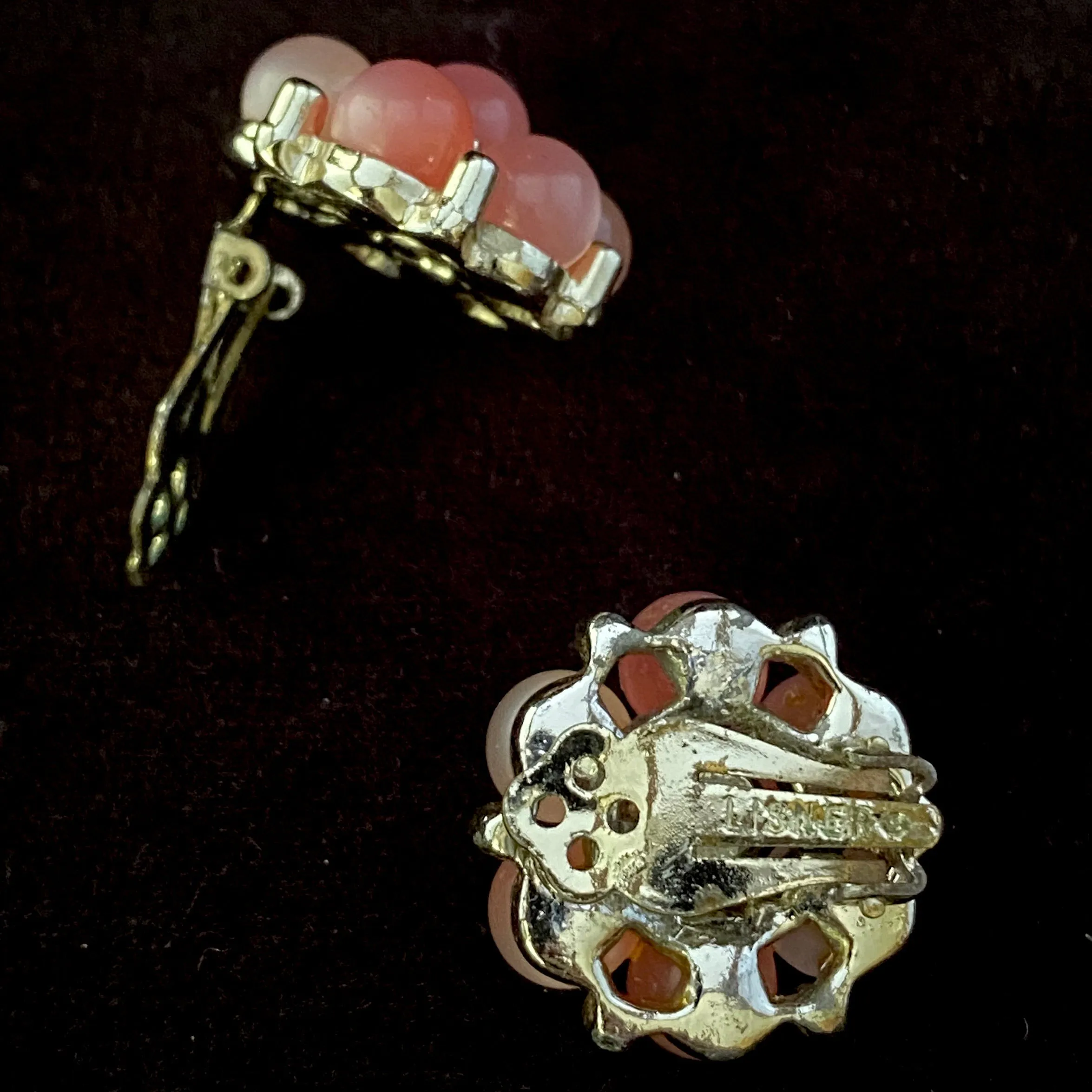 Late 50s/ Early 60s Lisner Moonglow Flower Earrings