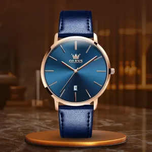 LEATHER STRAP AUTO-DATE WATCH | Stylish Timekeeping Accessory