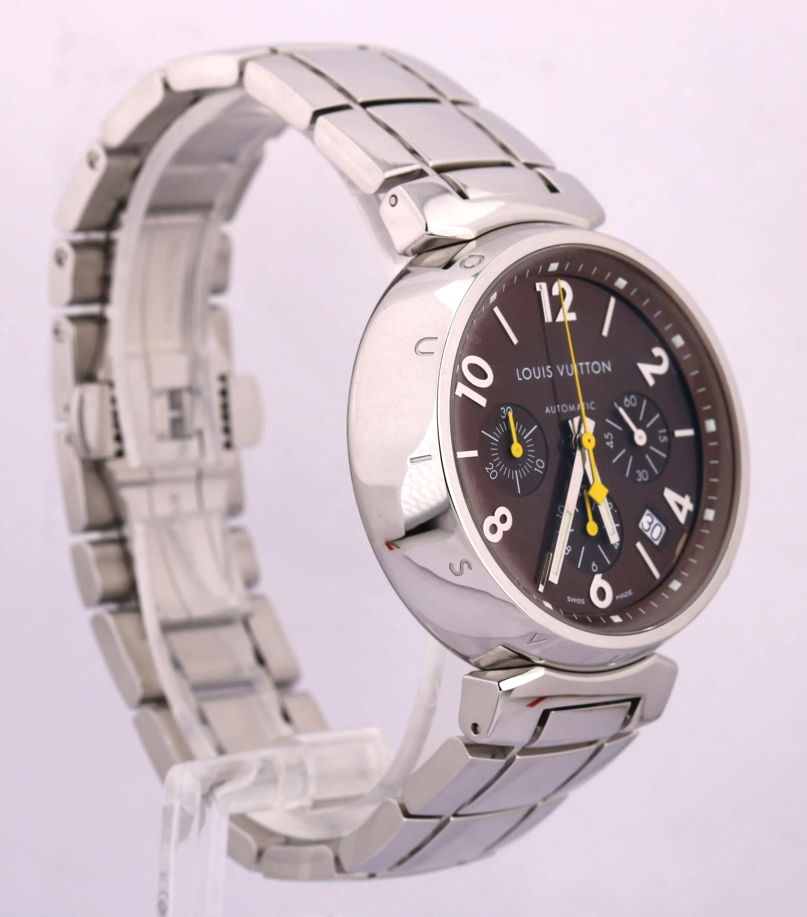 Louis Vuitton Tambour Chronograph Q1121 Brown 41mm Automatic Stainless Watch