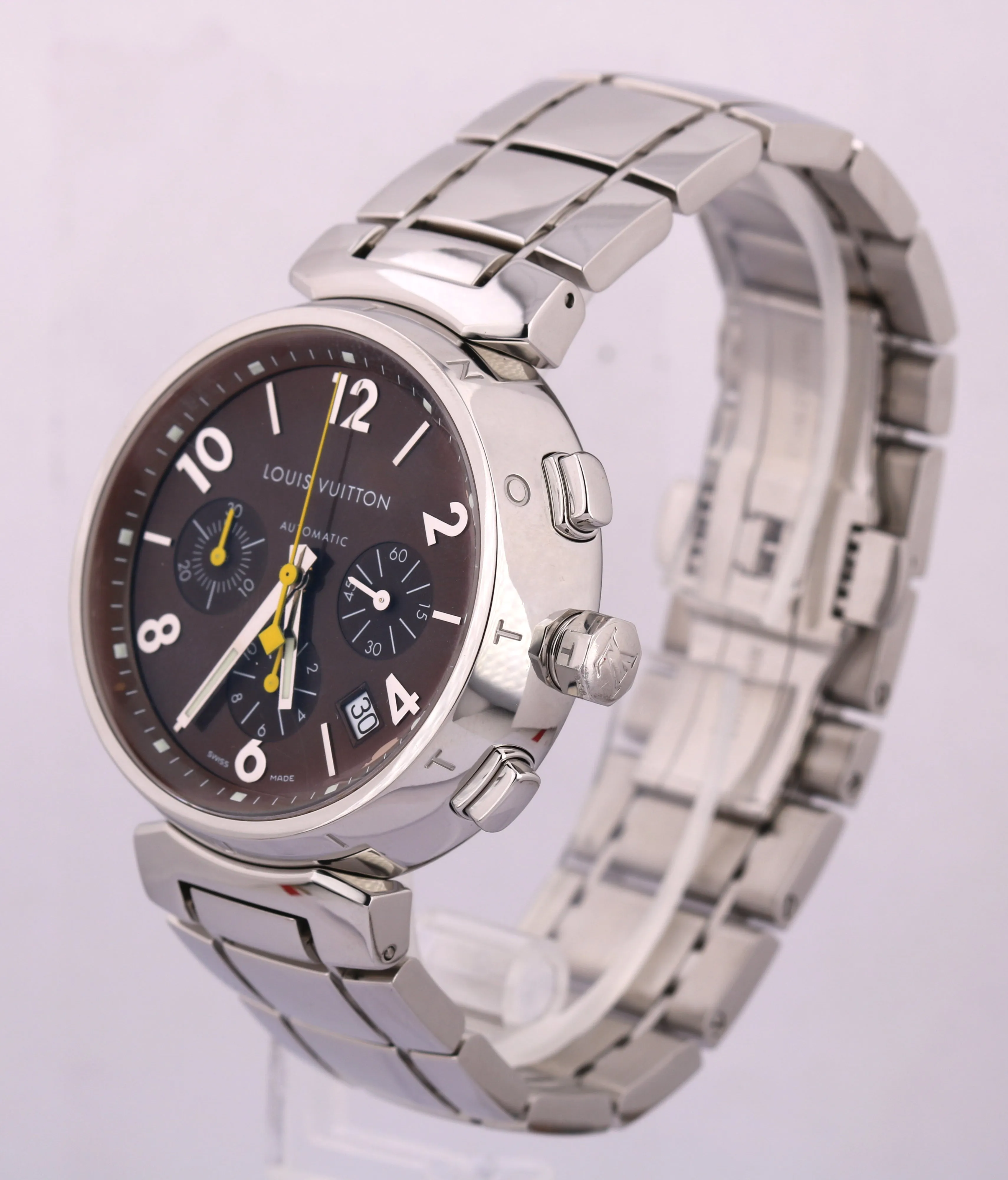 Louis Vuitton Tambour Chronograph Q1121 Brown 41mm Automatic Stainless Watch