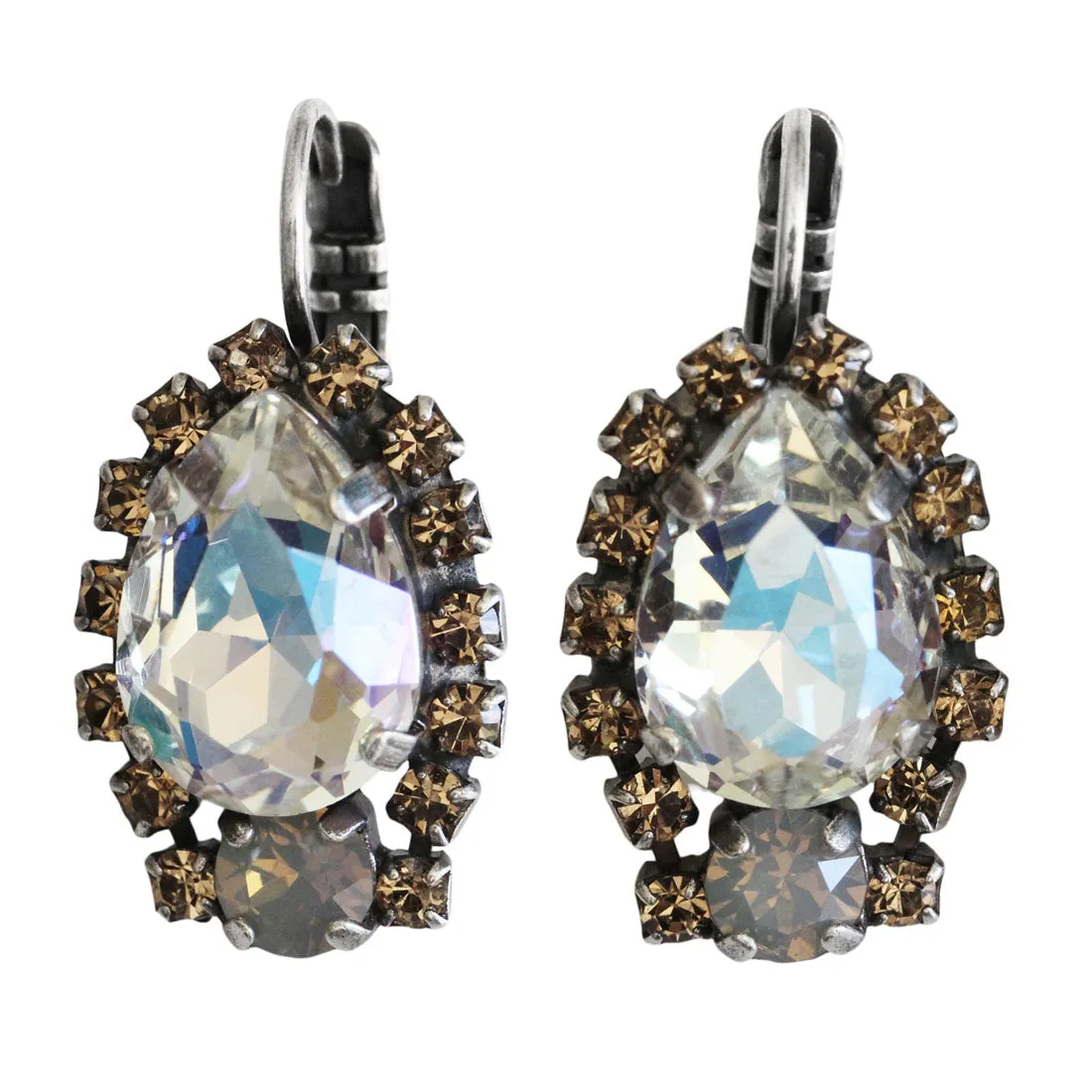 Mariana "Champagne and Caviar" Silver Plated Teardrop Pear Crystal Earrings, 1259/1 39110