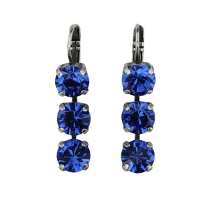 Mariana "Royal Blue" Silver Plated Three Stone Crystal Earrings, 1440/1 206206