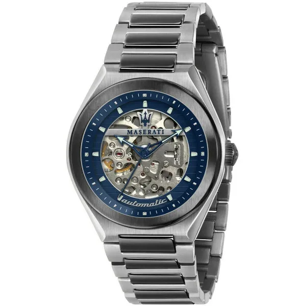 Maserati Triconic Two-Tone Stainless Steel Blue Dial Automatic Watch for Gents - R8823139001