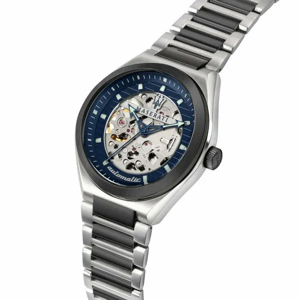 Maserati Triconic Two-Tone Stainless Steel Blue Dial Automatic Watch for Gents - R8823139001