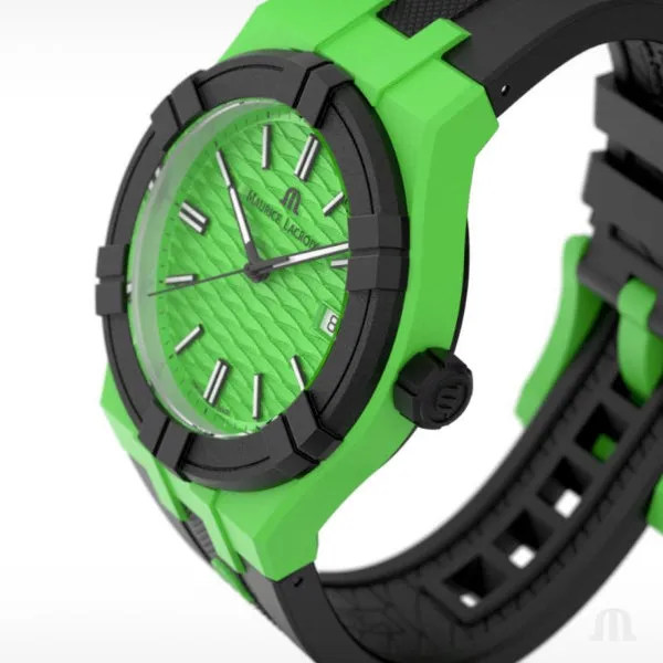 Maurice Lacroix Aikon #Tide Green Rubber Strap Green Dial Quartz Watch For Unisex - Ai2008-70070-300-0