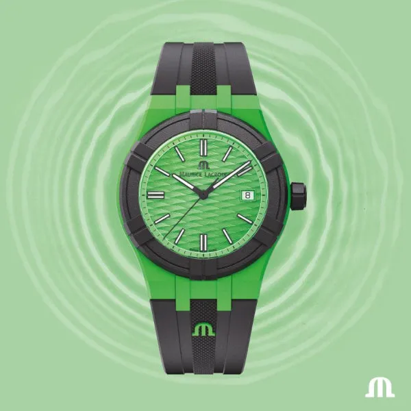 Maurice Lacroix Aikon #Tide Green Rubber Strap Green Dial Quartz Watch For Unisex - Ai2008-70070-300-0