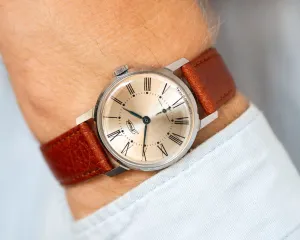 Men's wristwatch ZIM vintage, Roman numerals unisex watch, minimalist watch tomboy gift, dress watch boyfriend, premium leather strap new