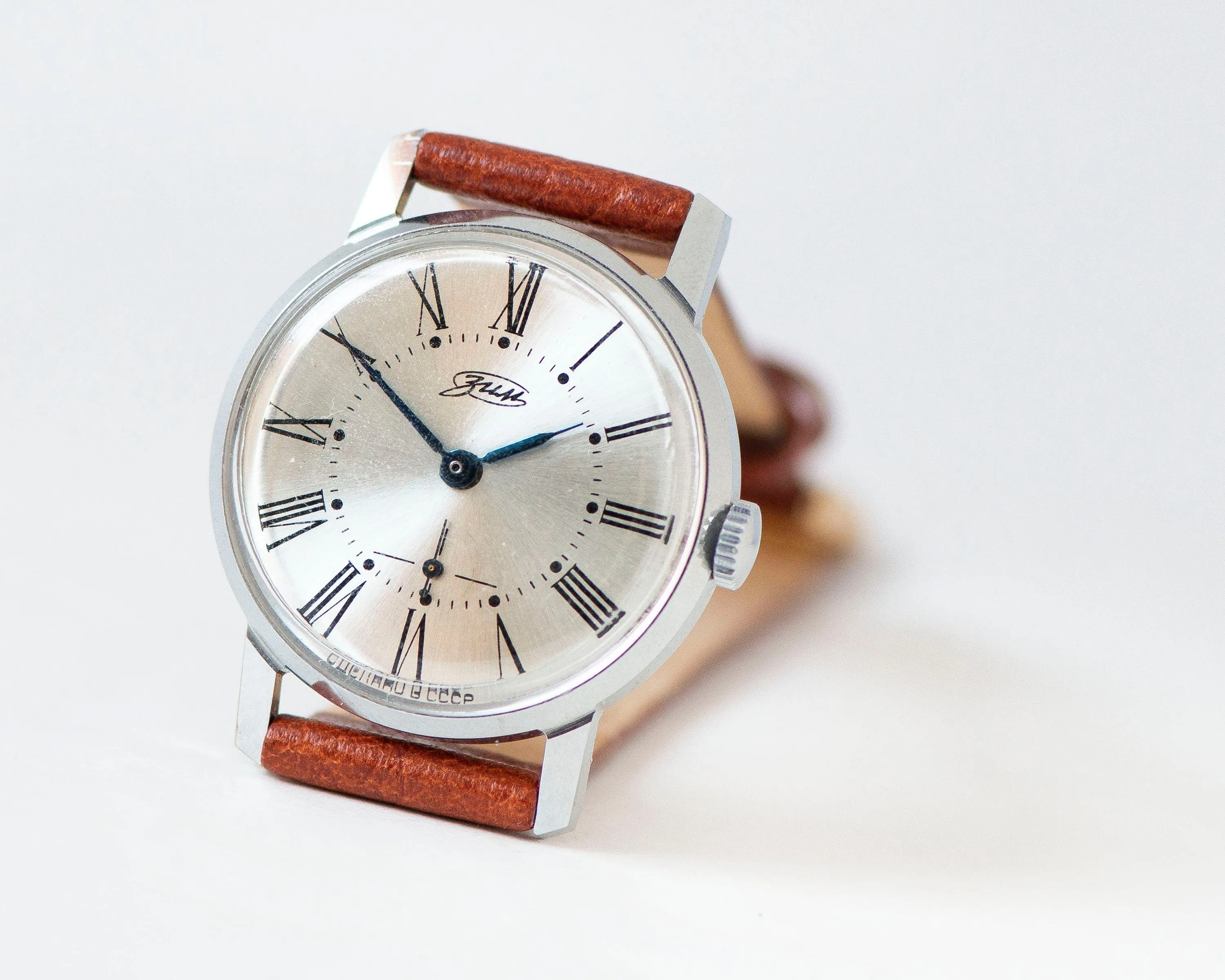 Men's wristwatch ZIM vintage, Roman numerals unisex watch, minimalist watch tomboy gift, dress watch boyfriend, premium leather strap new