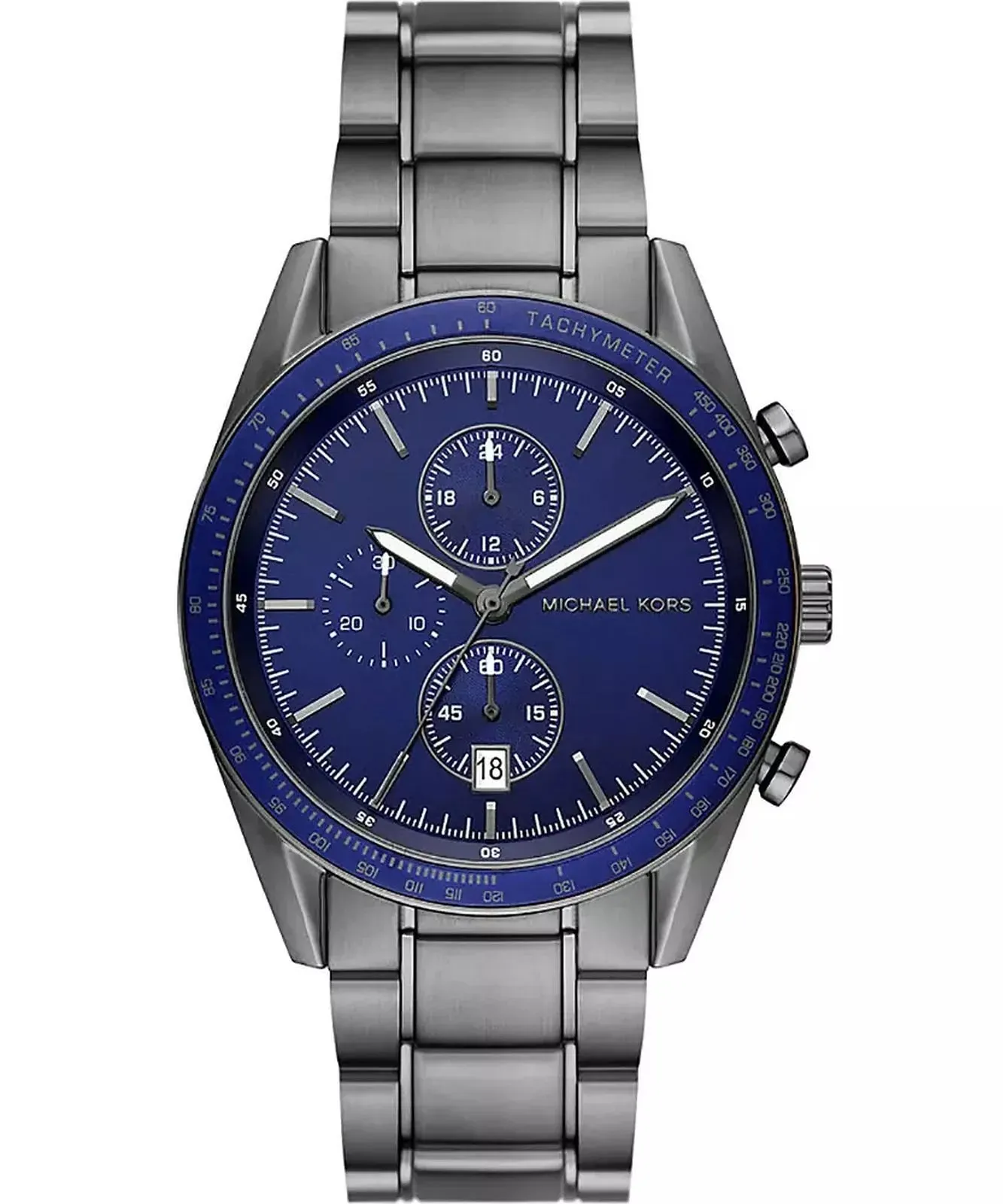Michael Kors Gents Accelerator Blue Dial Gun MetalChrono Watch