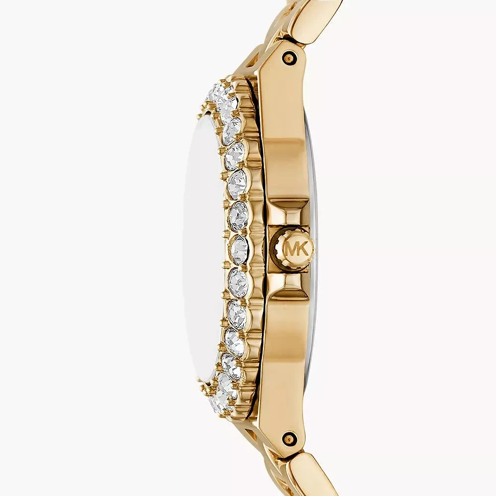Michael Kors Lennox Ladies Green Dial Three-Hand Gold-Tone Stainless Steel Watch
