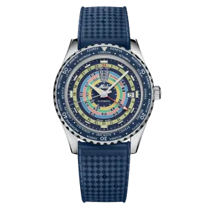 MIDO OCEAN STAR DECOMPRESSION WORLDTIMER BLUE -SPECIAL EDITION -1 EXTRA STRAP