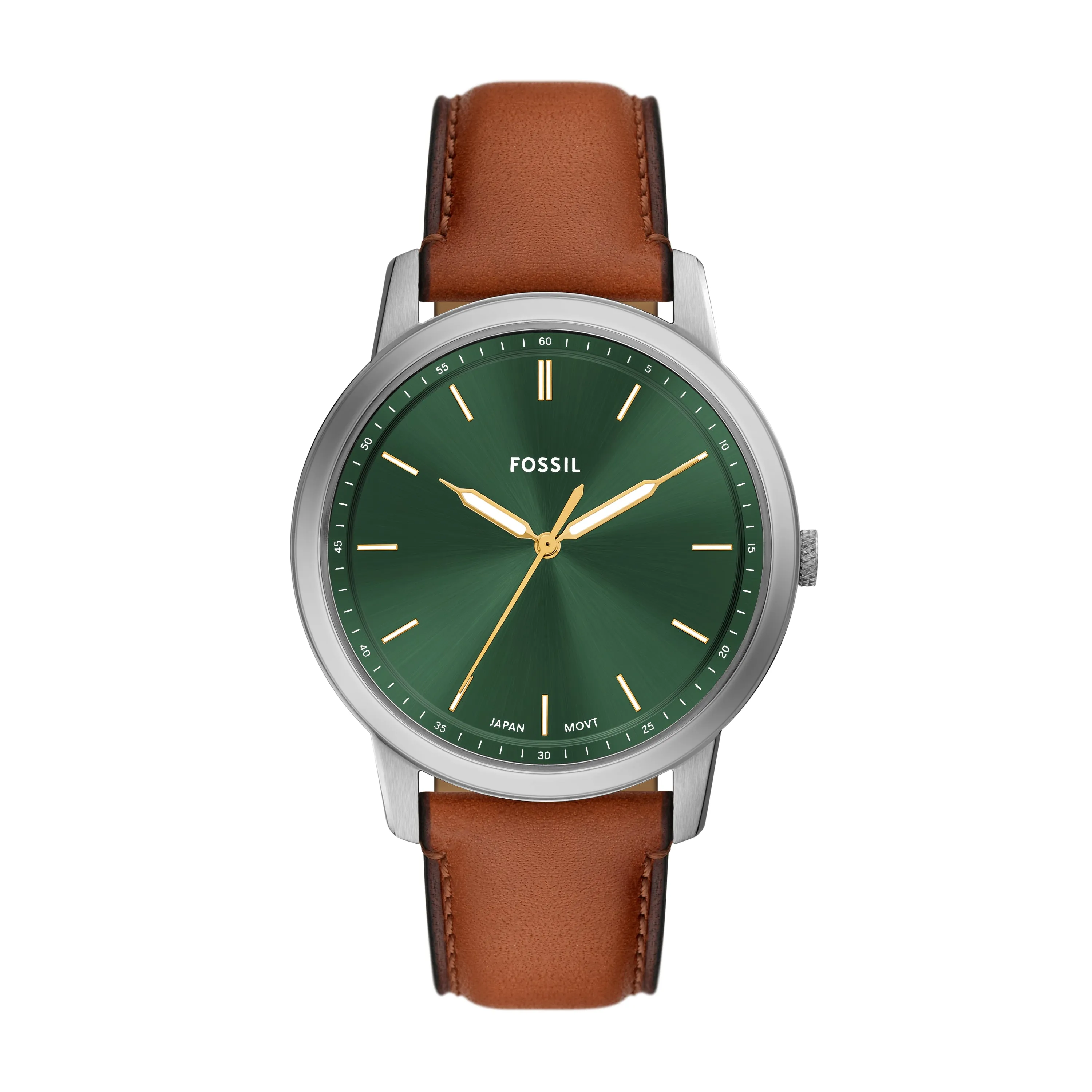 Minimalist Three-Hand Brown Leather Watch