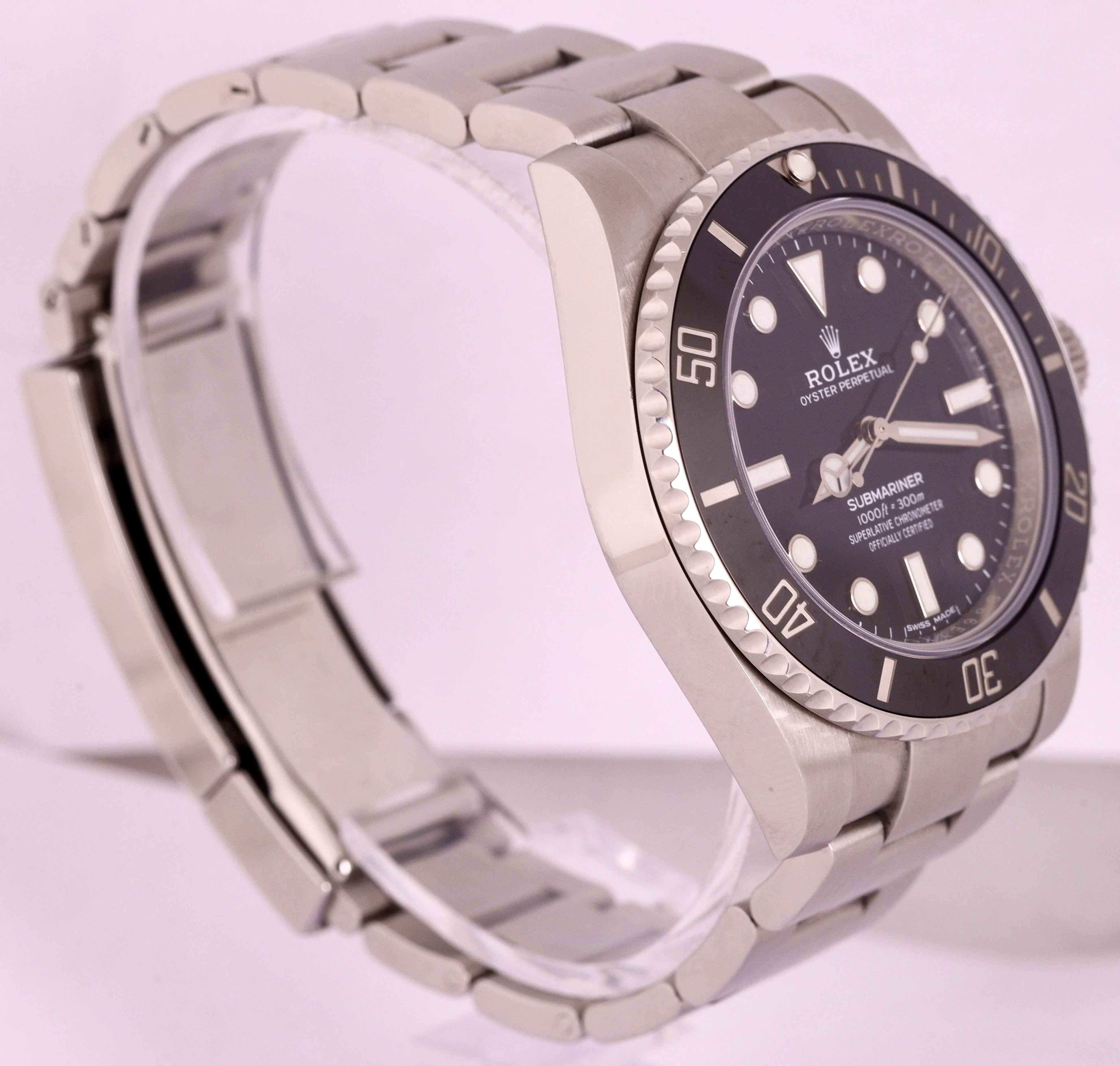MINT 2019 Rolex Submariner No-Date Stainless Black Ceramic 40mm 114060 Watch