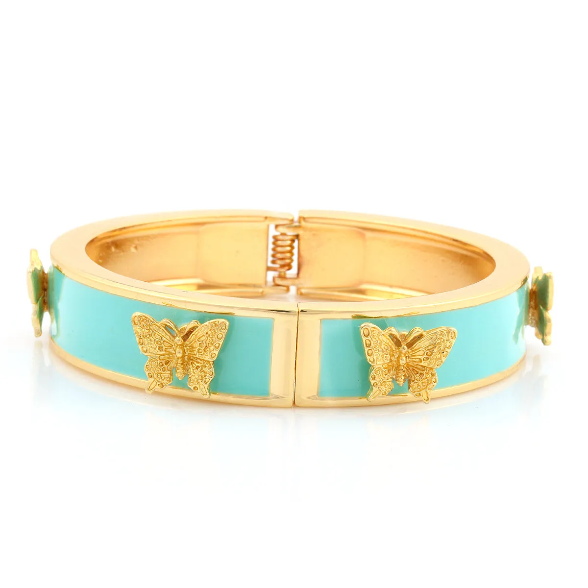 MINT ENAMEL BUTTERFLY HINGED BRACELETS #SA-9811H GLD MINT (EB4)