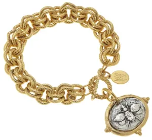 Mixed Metal Bee Intaglio Bracelet
