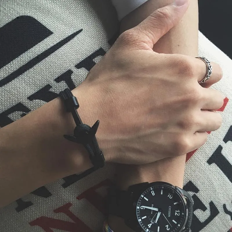 Modern Fashion Epic Survival Rope Anchor Chain Multi-Layer Charm Bracelets And Bangles For Men And Women