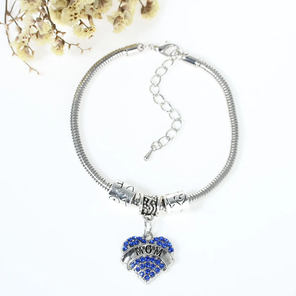 Mom heart pendant with European Bracelet