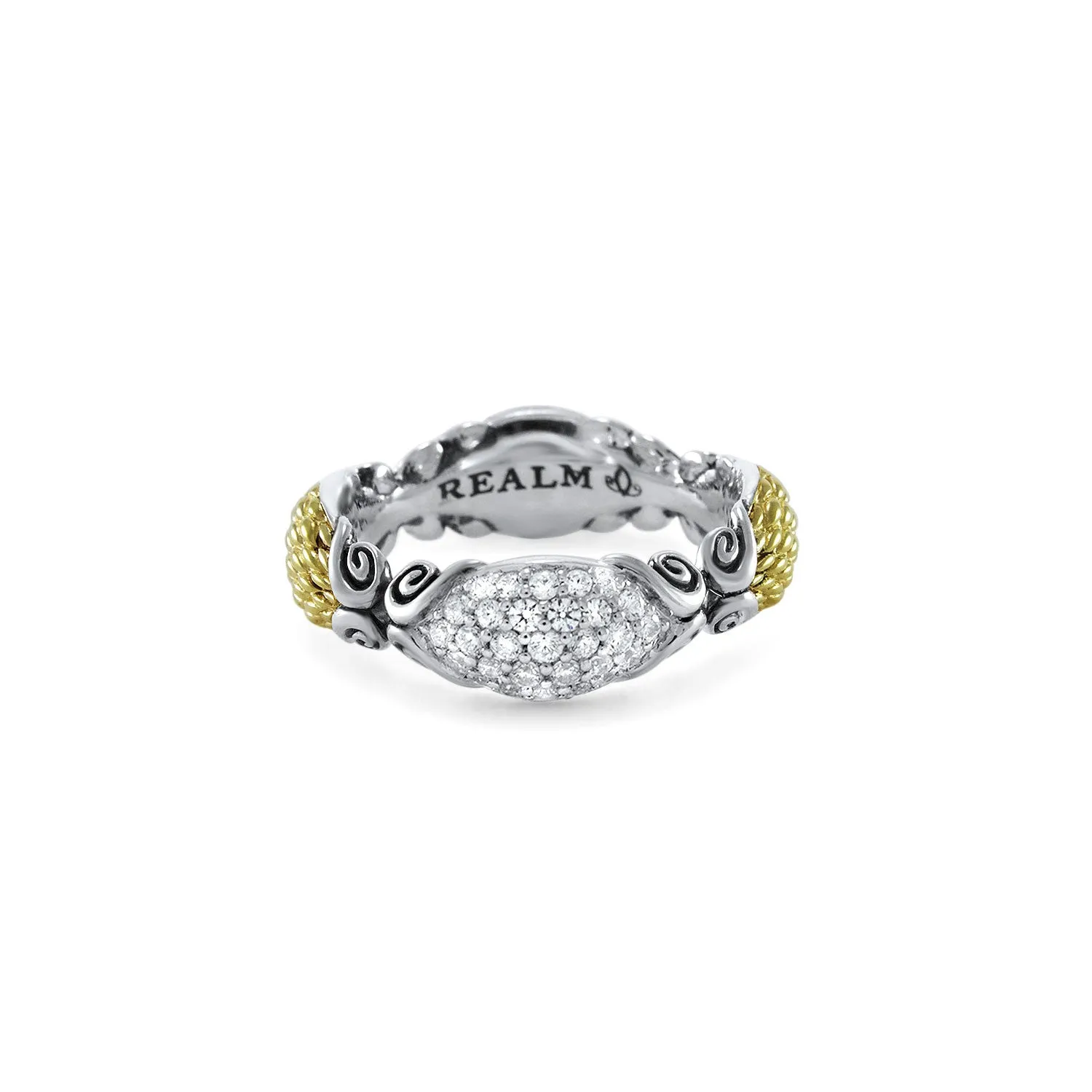 Mosaic Pavé Stack Ring 6.5mm - Two Tone   CZ Blanc