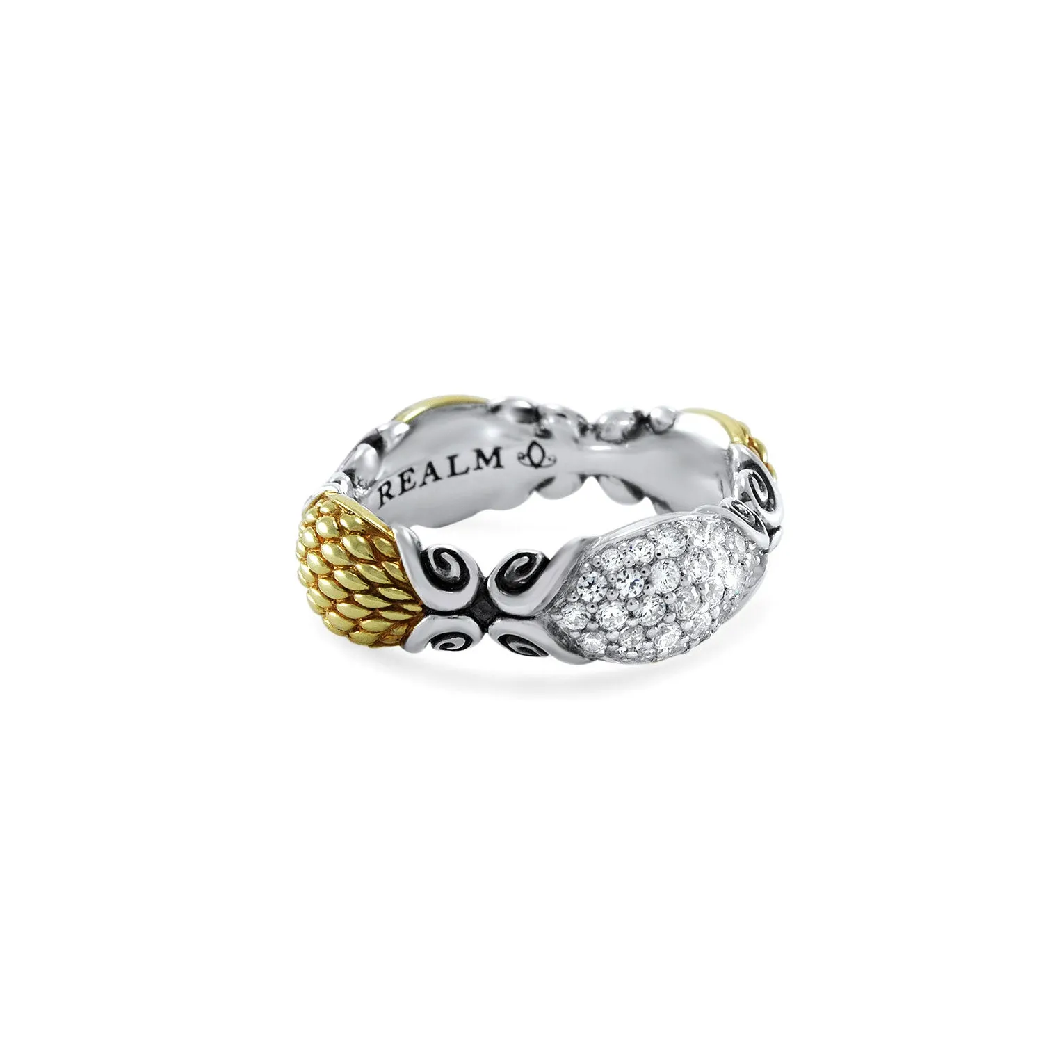 Mosaic Pavé Stack Ring 6.5mm - Two Tone   CZ Blanc