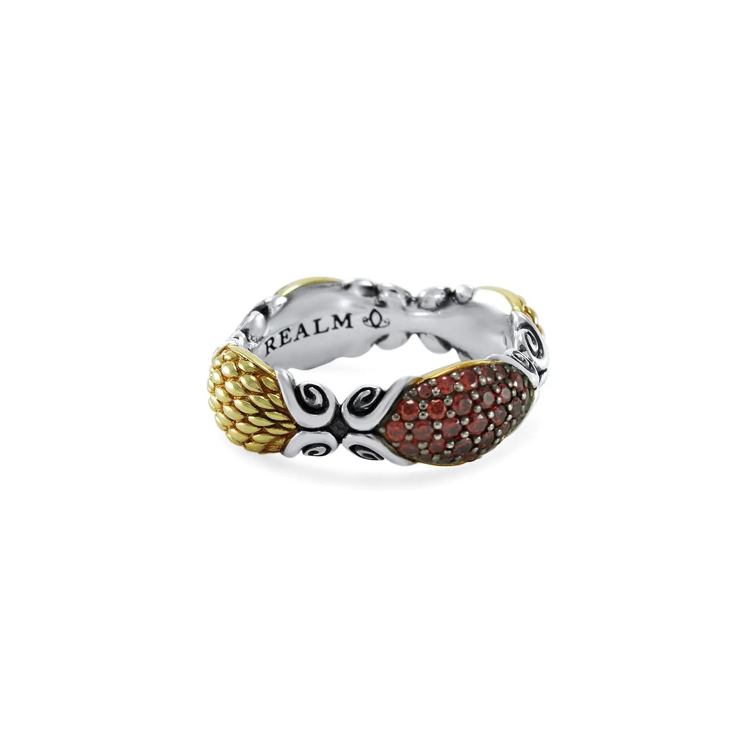 Mosaic Pavé Stack Ring 6.5mm - Two Tone   CZ Rouge