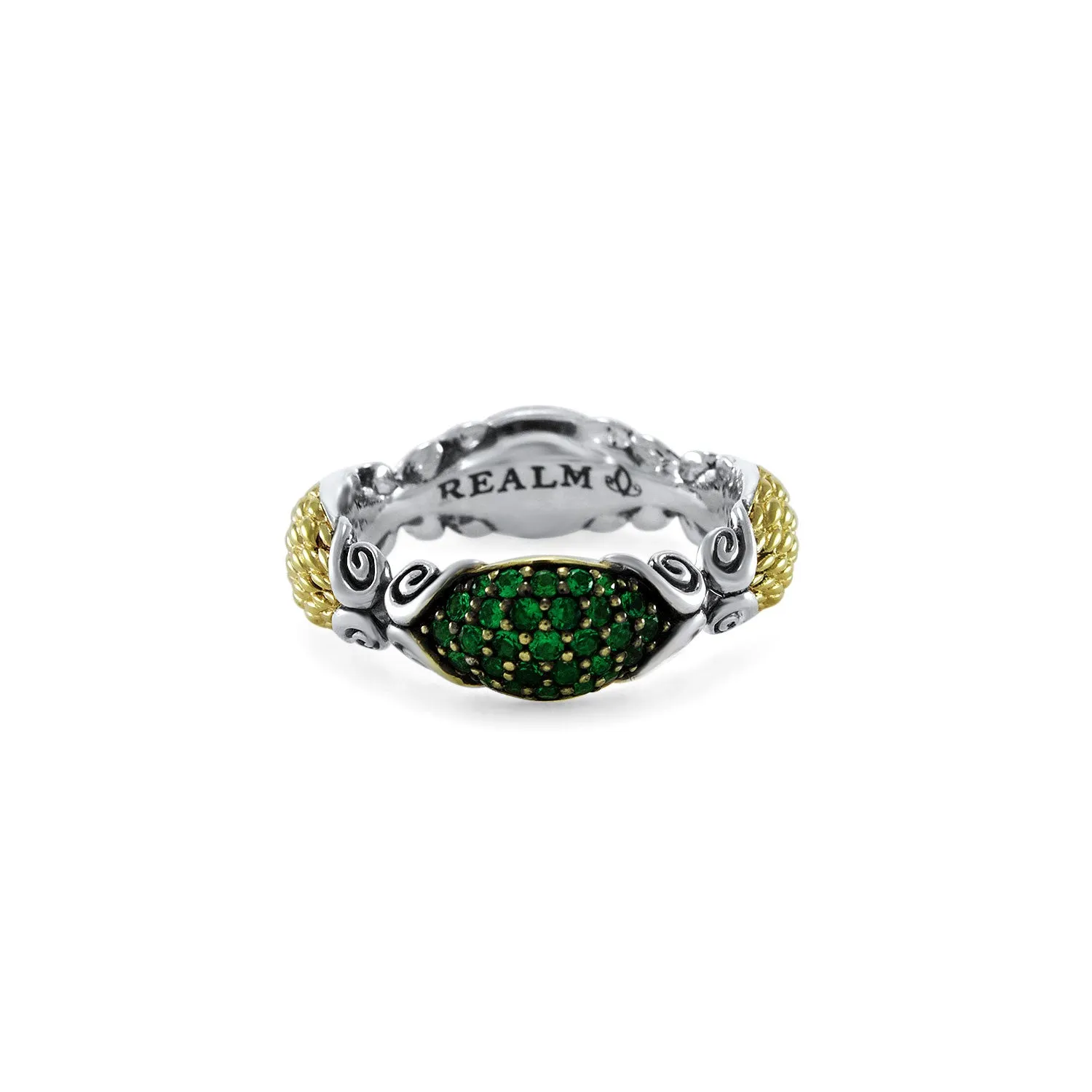 Mosaic Pavé Stack Ring 6.5mm - Two Tone   CZ Vert