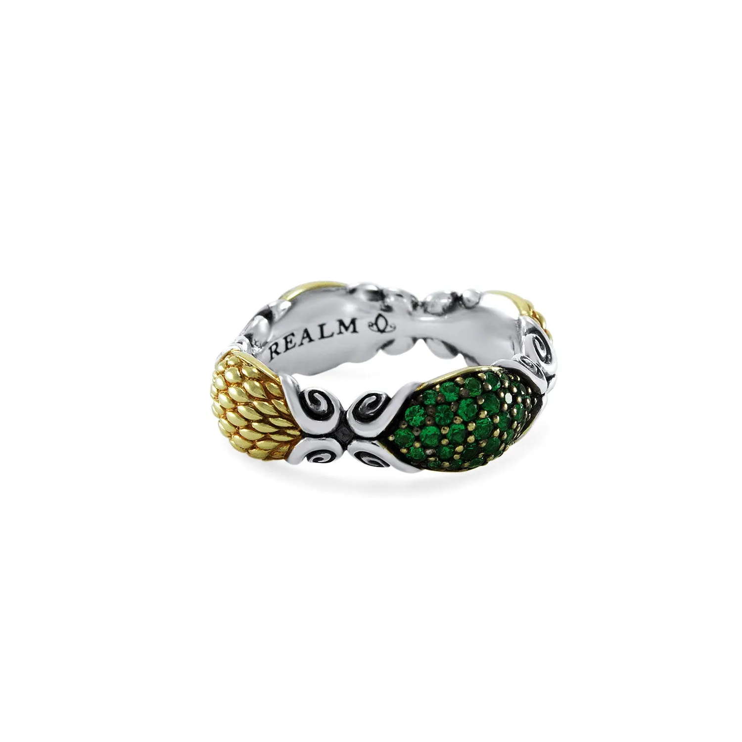 Mosaic Pavé Stack Ring 6.5mm - Two Tone   CZ Vert