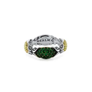Mosaic Pavé Stack Ring 6.5mm - Two Tone   CZ Vert