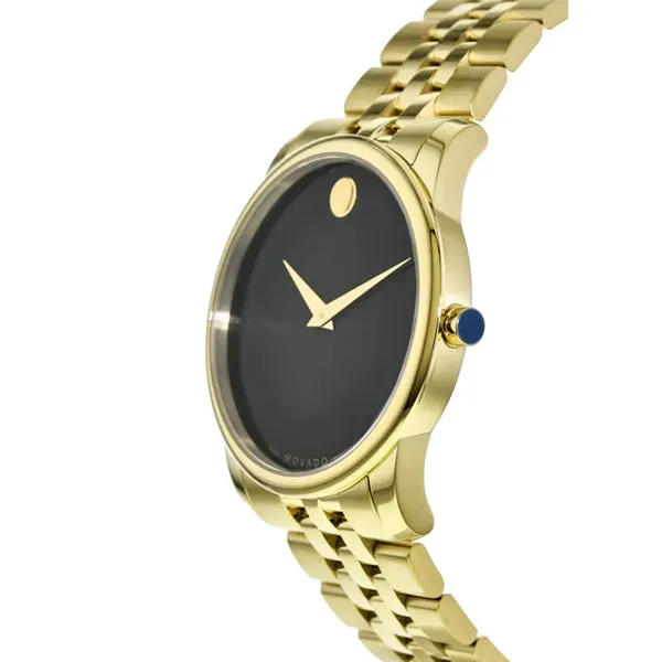 Movado Museum Gold Stainless Steel Black Dial Quartz Watch for Gents - 606997