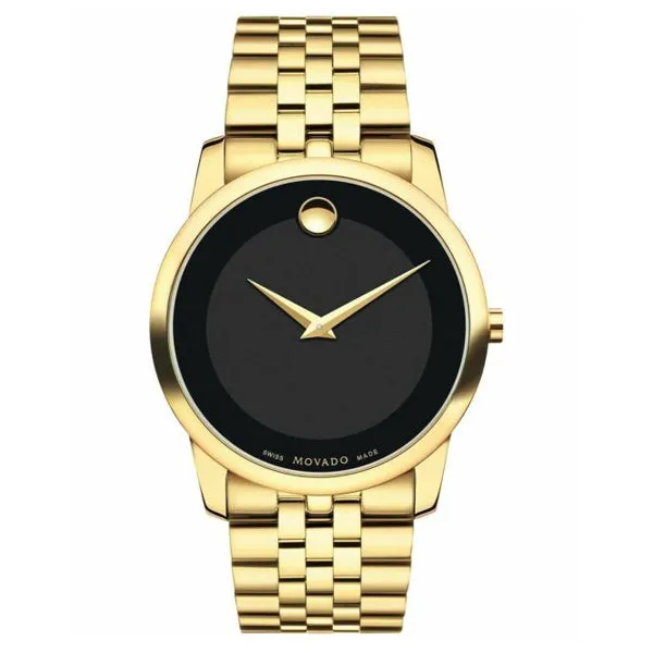Movado Museum Gold Stainless Steel Black Dial Quartz Watch for Gents - 606997