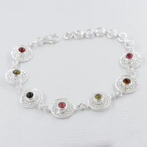Multicolor Tourmaline Bracelets - Tourmaline Sterling Silver Tarakashi Jewelry