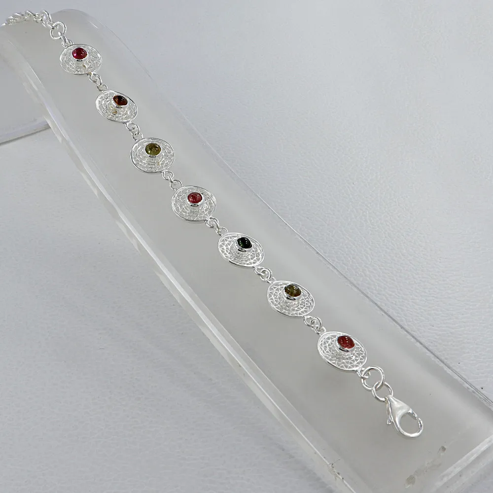Multicolor Tourmaline Bracelets - Tourmaline Sterling Silver Tarakashi Jewelry