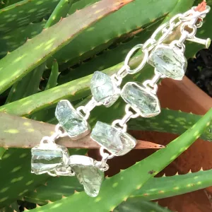 Natural Green Amethyst 925 Solid Sterling Silver Bracelets 7"