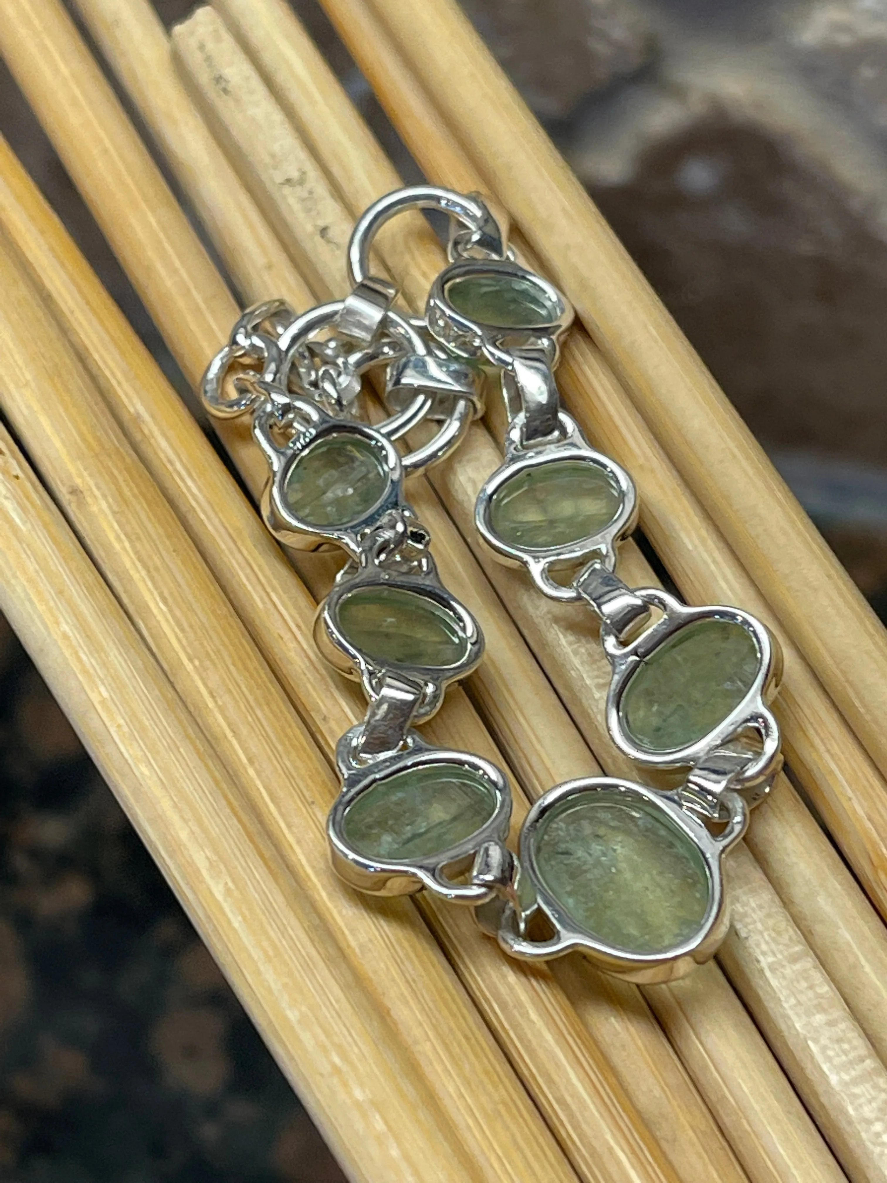 Natural Green Kyanite 925 Solid Sterling Silver Bracelets 7"