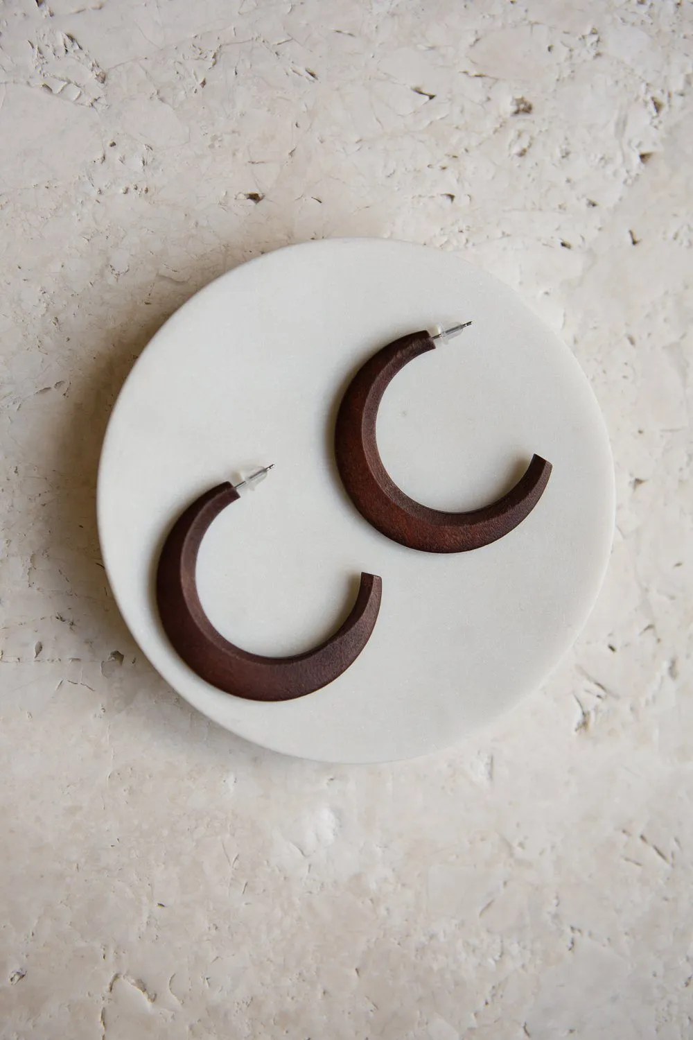 Natural Wood Half Hoop Earrings