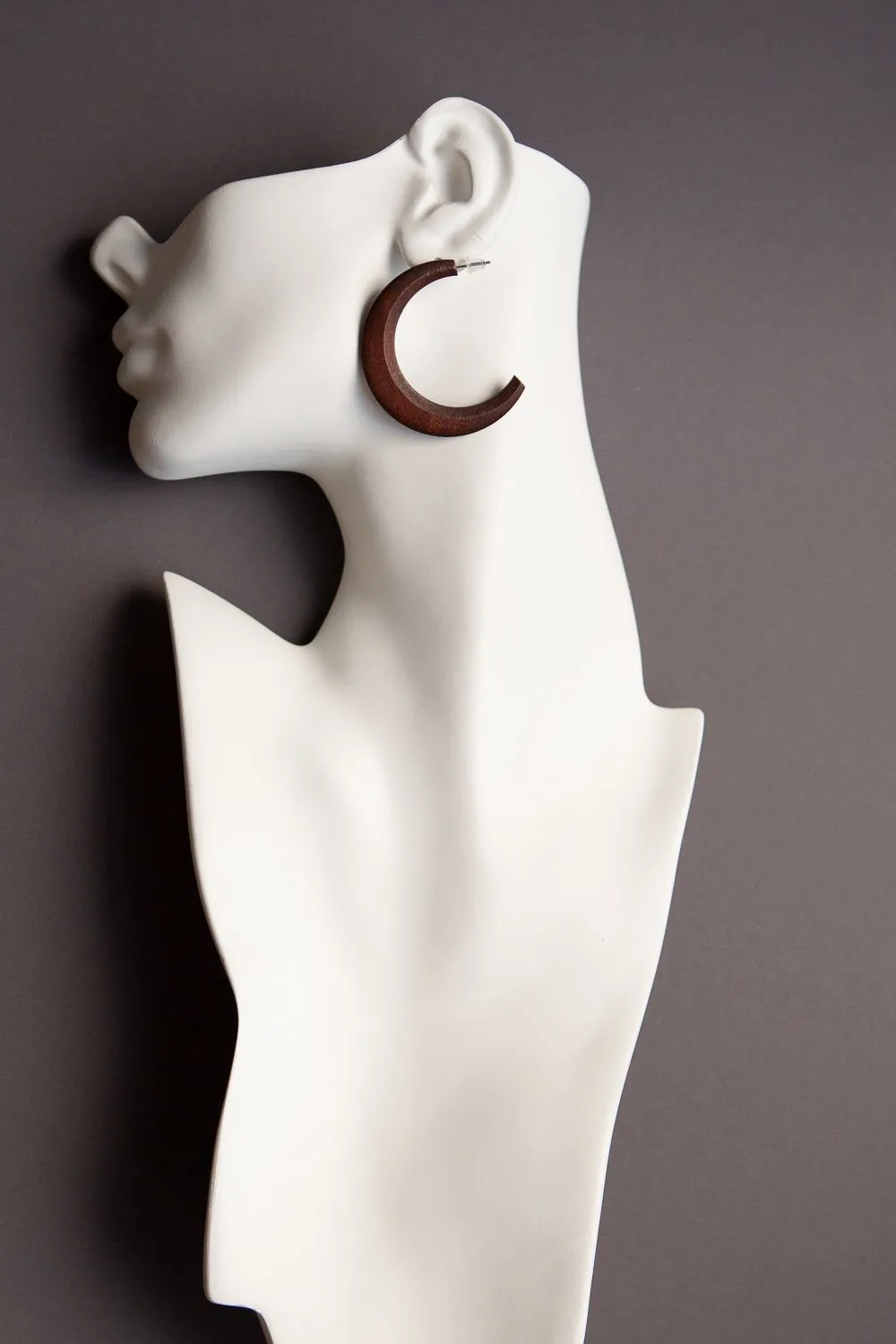 Natural Wood Half Hoop Earrings