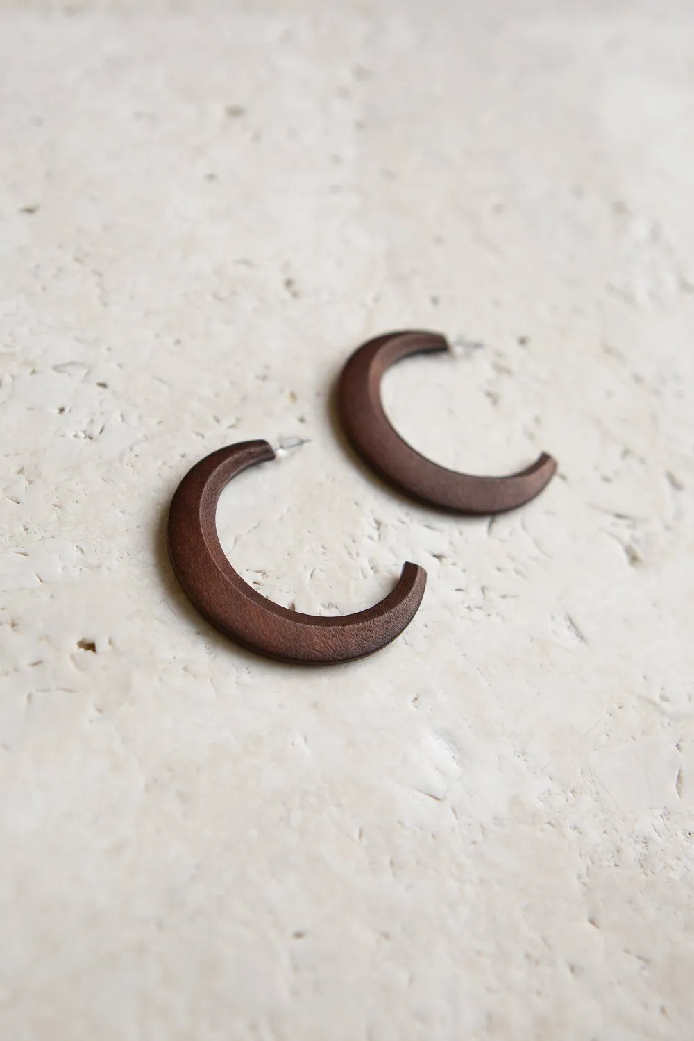 Natural Wood Half Hoop Earrings